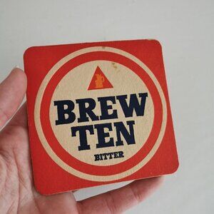 Vintage Brew Ten Bitter Coaster Best Mild Beer Mat 2-Side Barware Breweriana